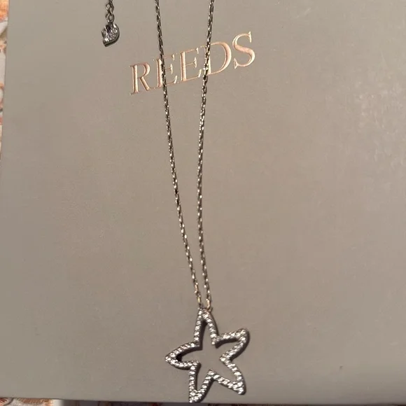 EUC SWAVORSKI CRYSTAL STARFISH NECKLACE SILVER - Picture 2 of 14